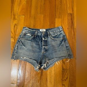 Agolde Parker‎ distressed shorts medium wash button closure size 25